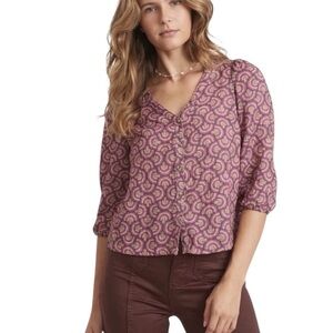 Marine Layer Printed Colette Doublecloth Top